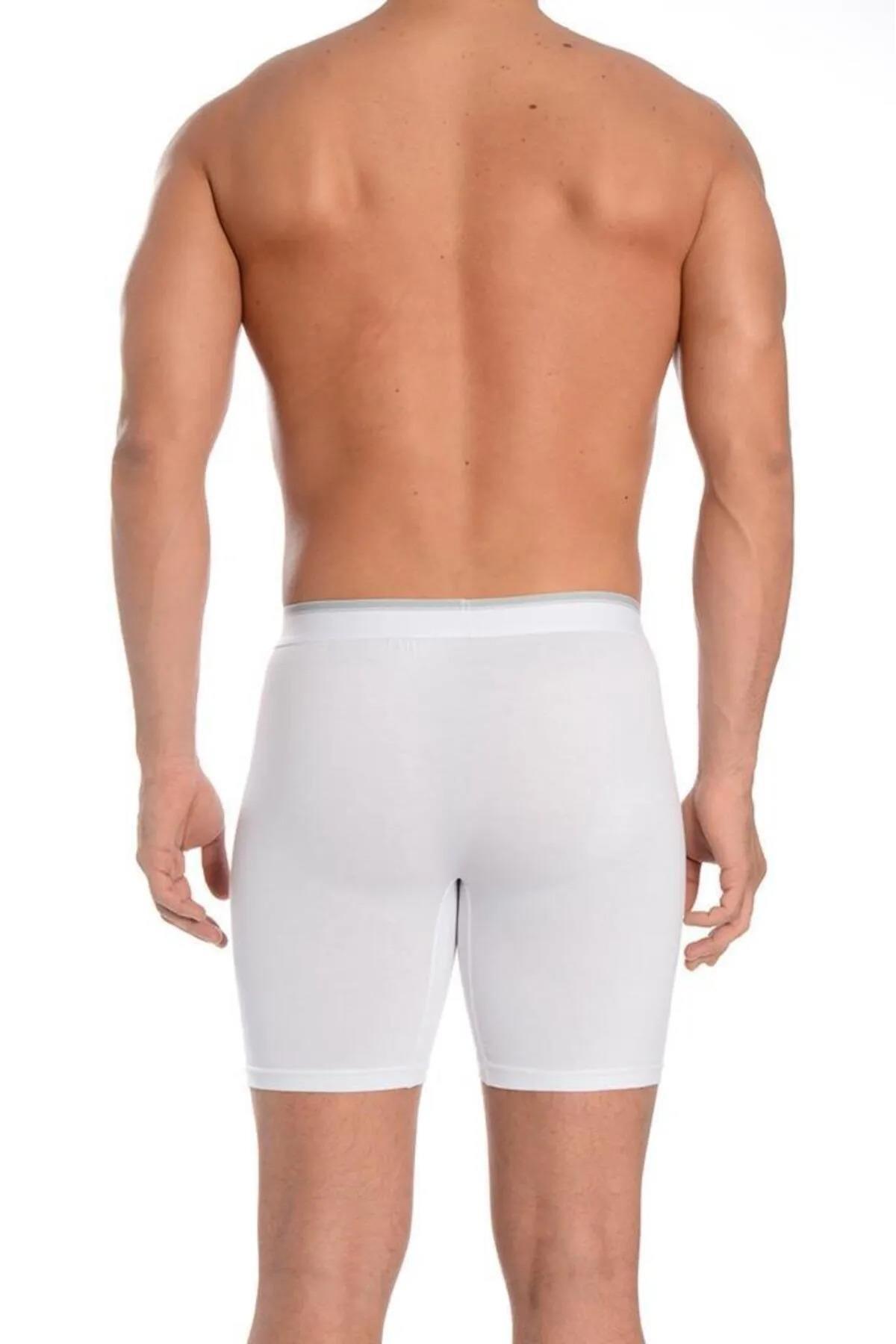 Uzun Paçalı Pamuklu Likralı Boxer 3'lü Paket Arma Yıldız 1173 - Beyaz