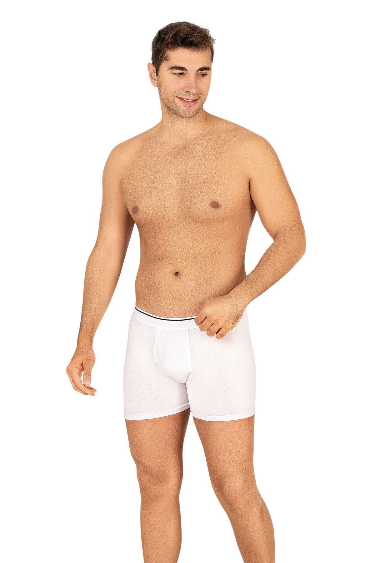 Modal Pamuklu Esnek Bel Boxer Şort Özkan 11256 - Beyaz