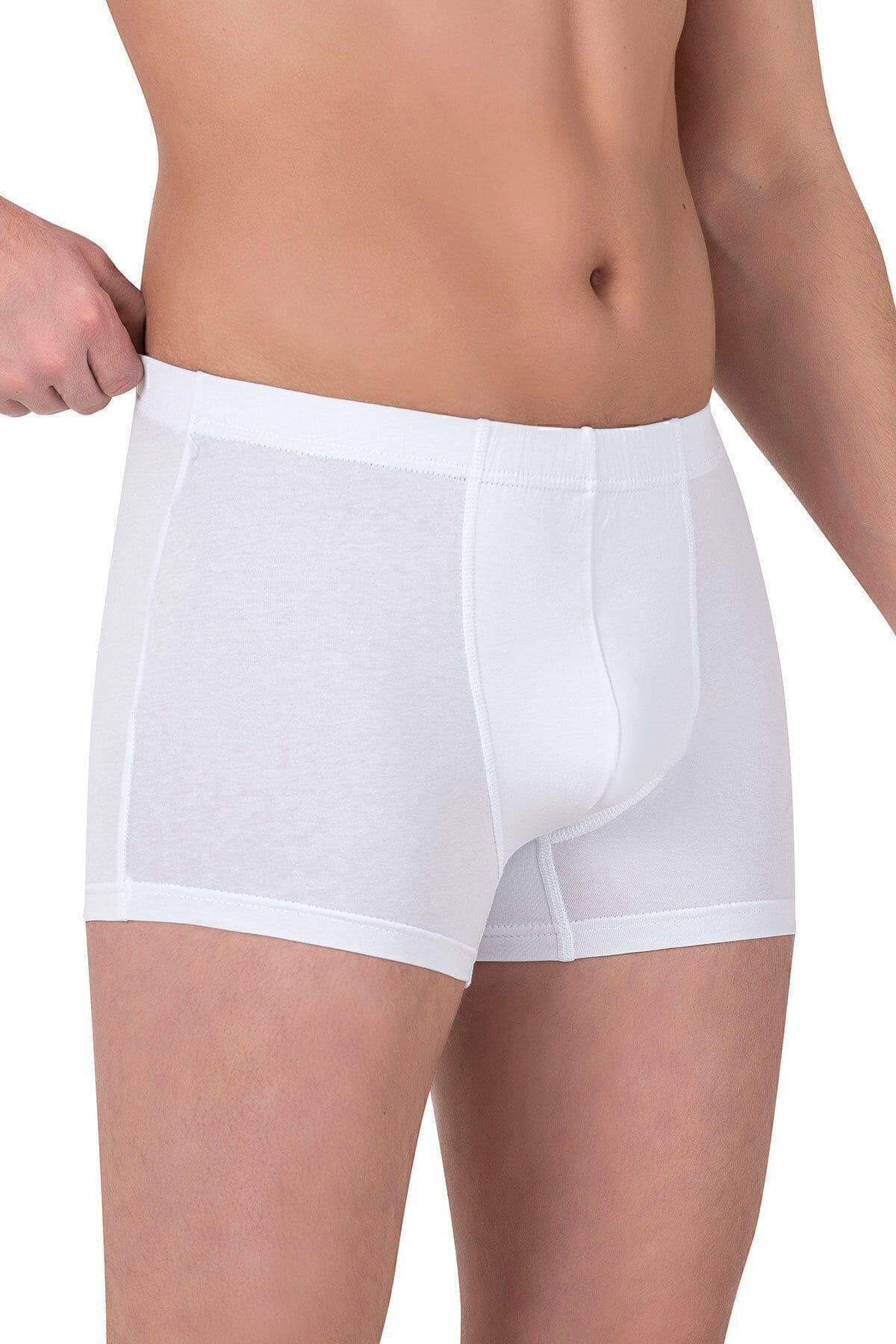 Pamuklu Likralı Esnek Boxer Şort Özkan 12024 - Beyaz