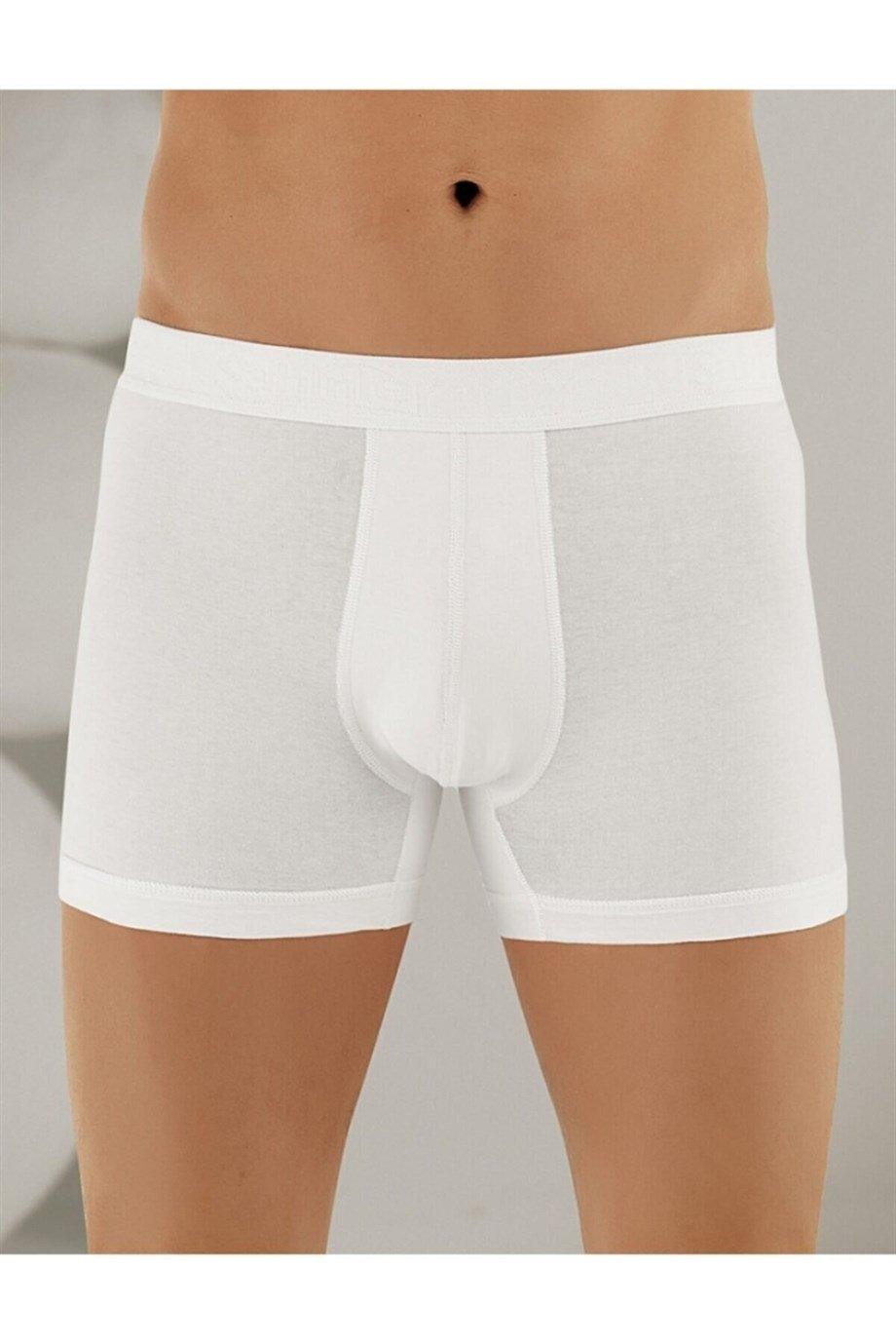 Pamuklu Likralı Beyaz Boxer Arma Yıldız 1144 - Beyaz