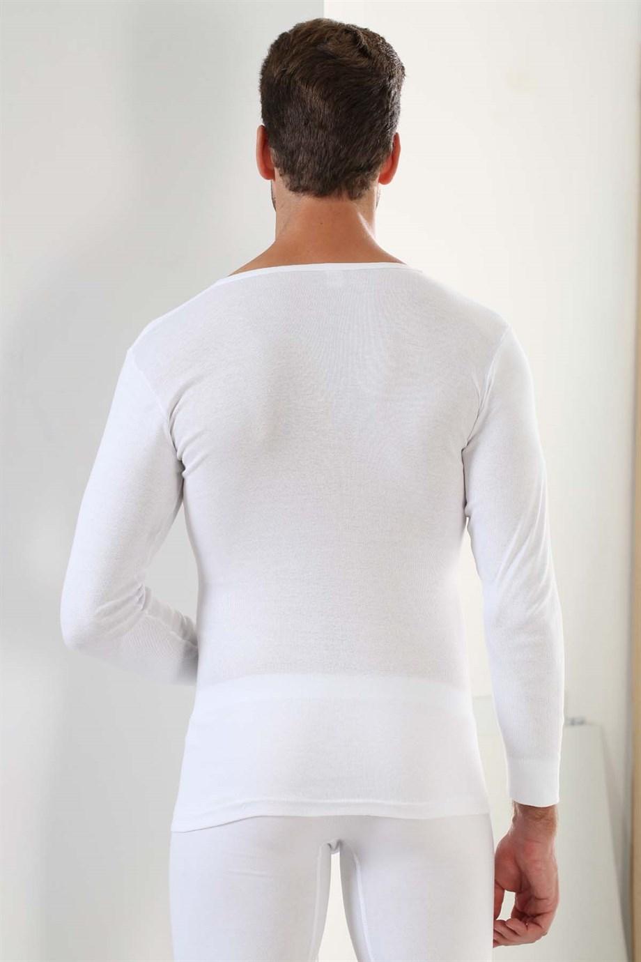 Pamuklu Ribana Uzun Kol V Yaka Badi Arma Yıldız 1127 - Beyaz