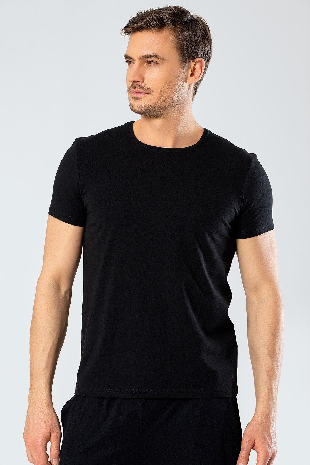 Cacharel Pamuklu Likralı Bisiklet Yaka T-shirt Erkek Cacharel 1331 - Görsel 2