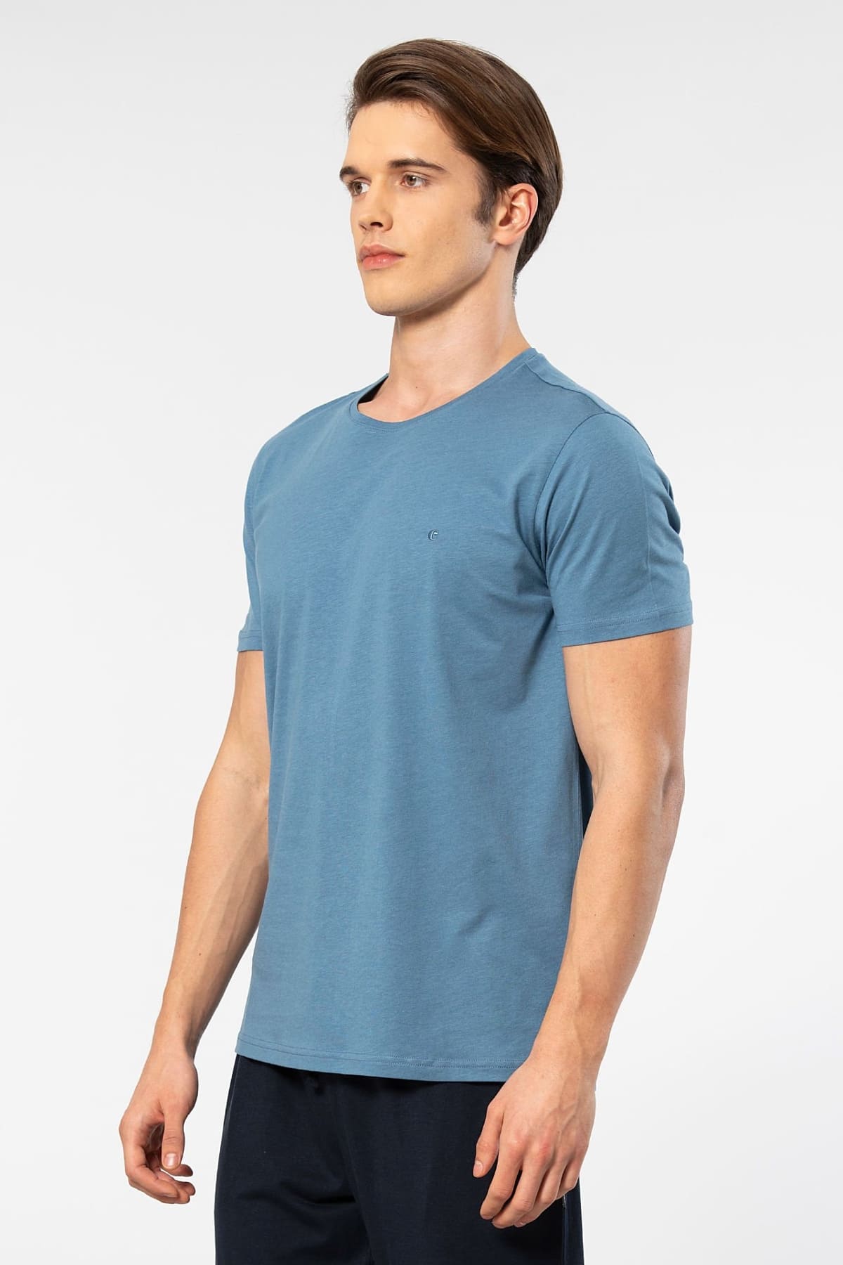 Pamuk ve Modal Kısa Kollu T-shirt Cacharel 2169 - İndigo