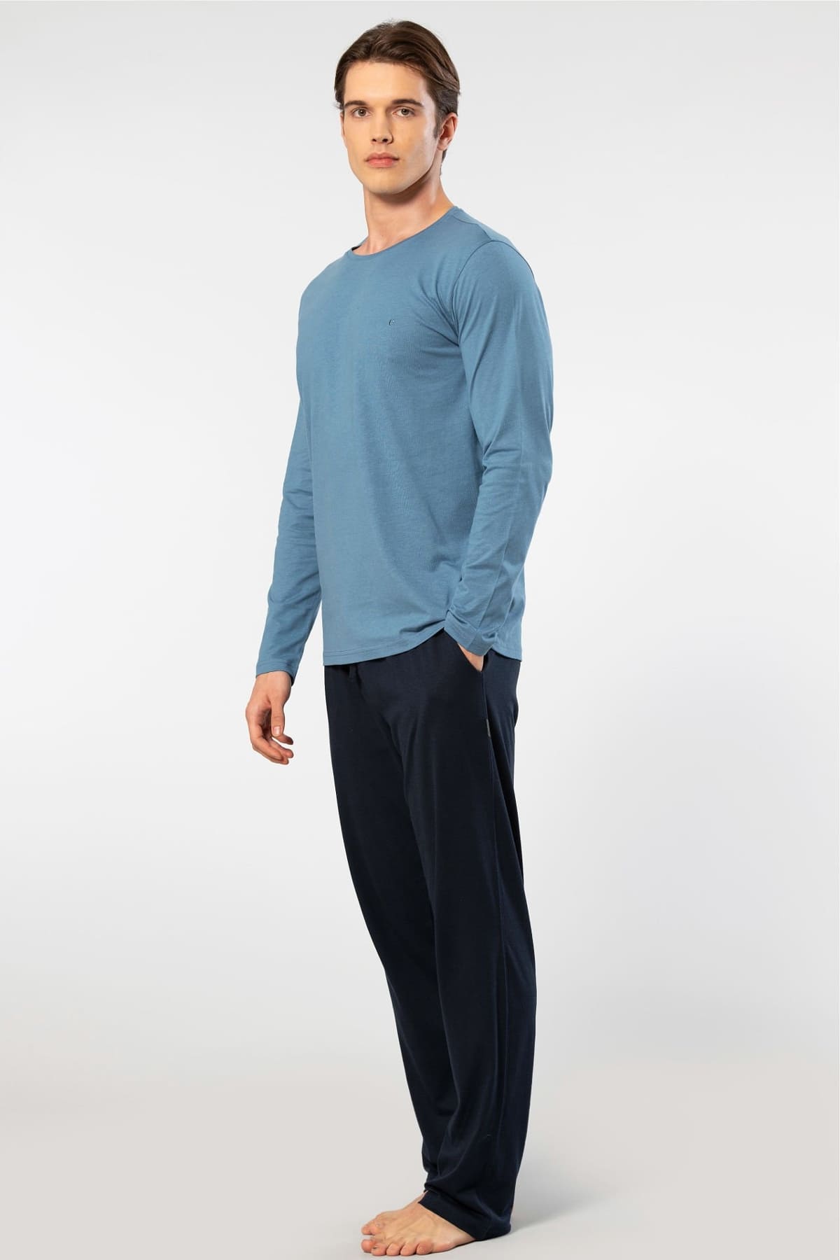 Modal Uzun Kollu Erkek Pijama Takımı Cacharel 2244 - İndigo