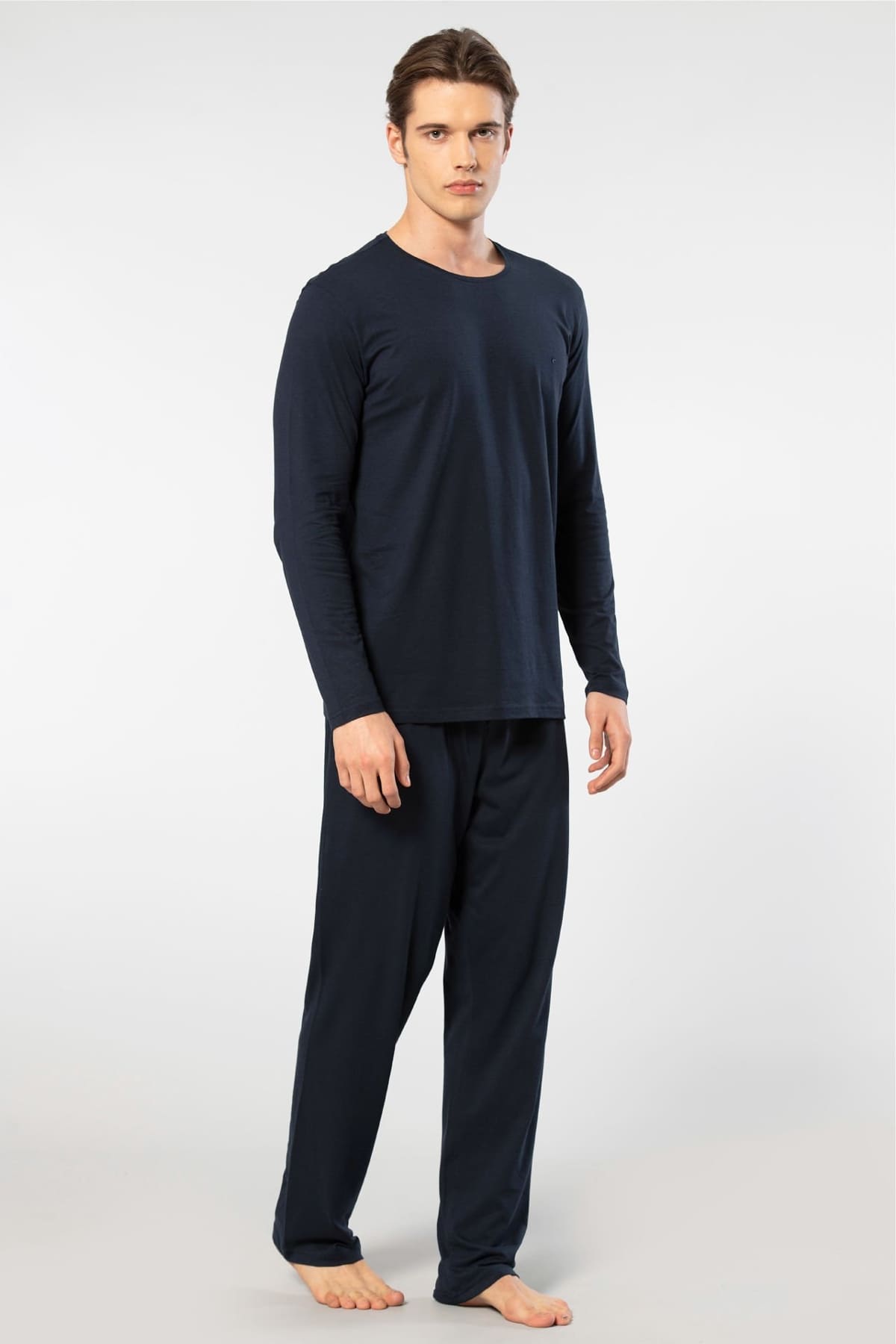 Uzun Kollu Modal Pamuklu Pijama Takımı Cacharel 2244 - Lacivert