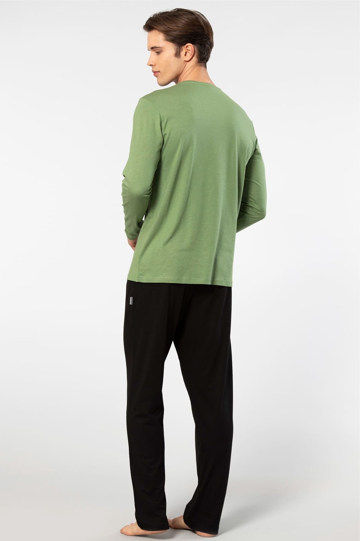 Uzun Kollu Modal Pamuklu Pijama Takımı Cacharel 2244 - Yeşil