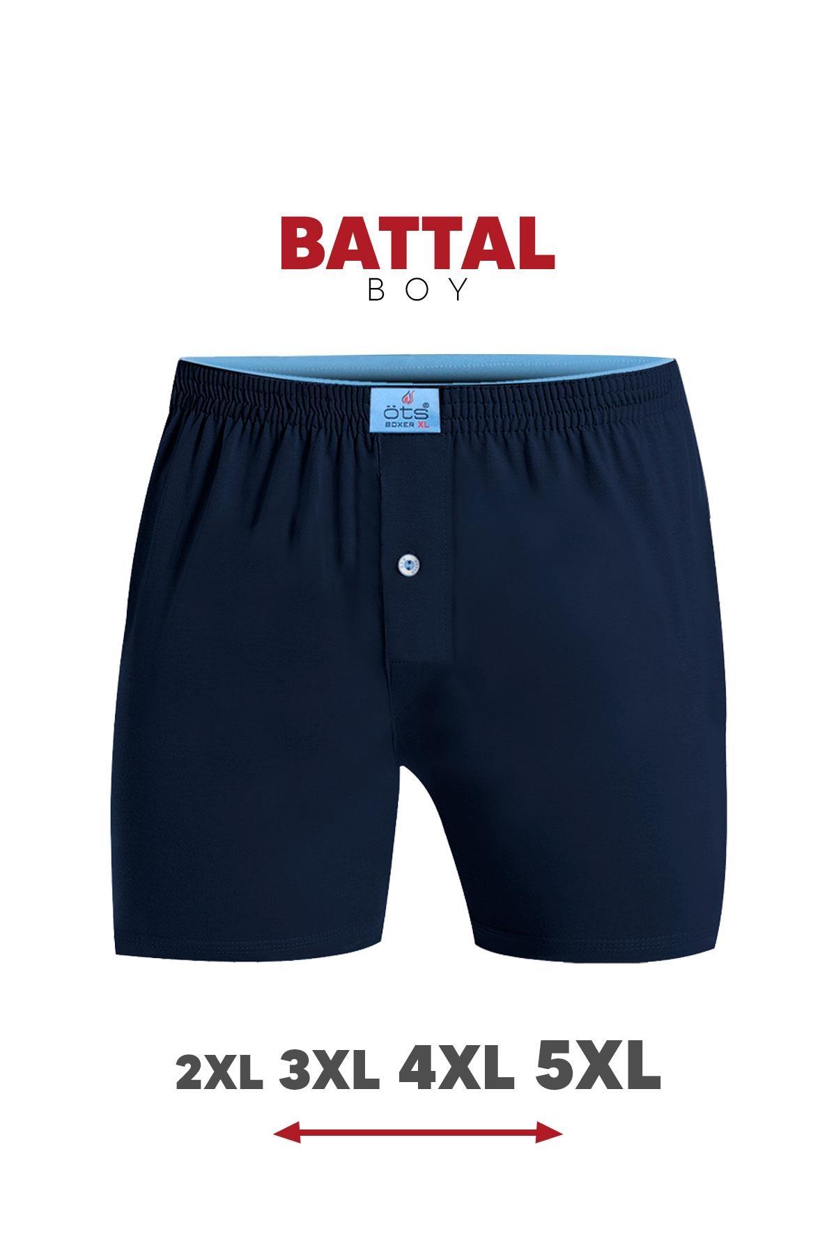 Pamuklu Düğmeli Erkek Boxer ÖTS 2655 - Lacivert