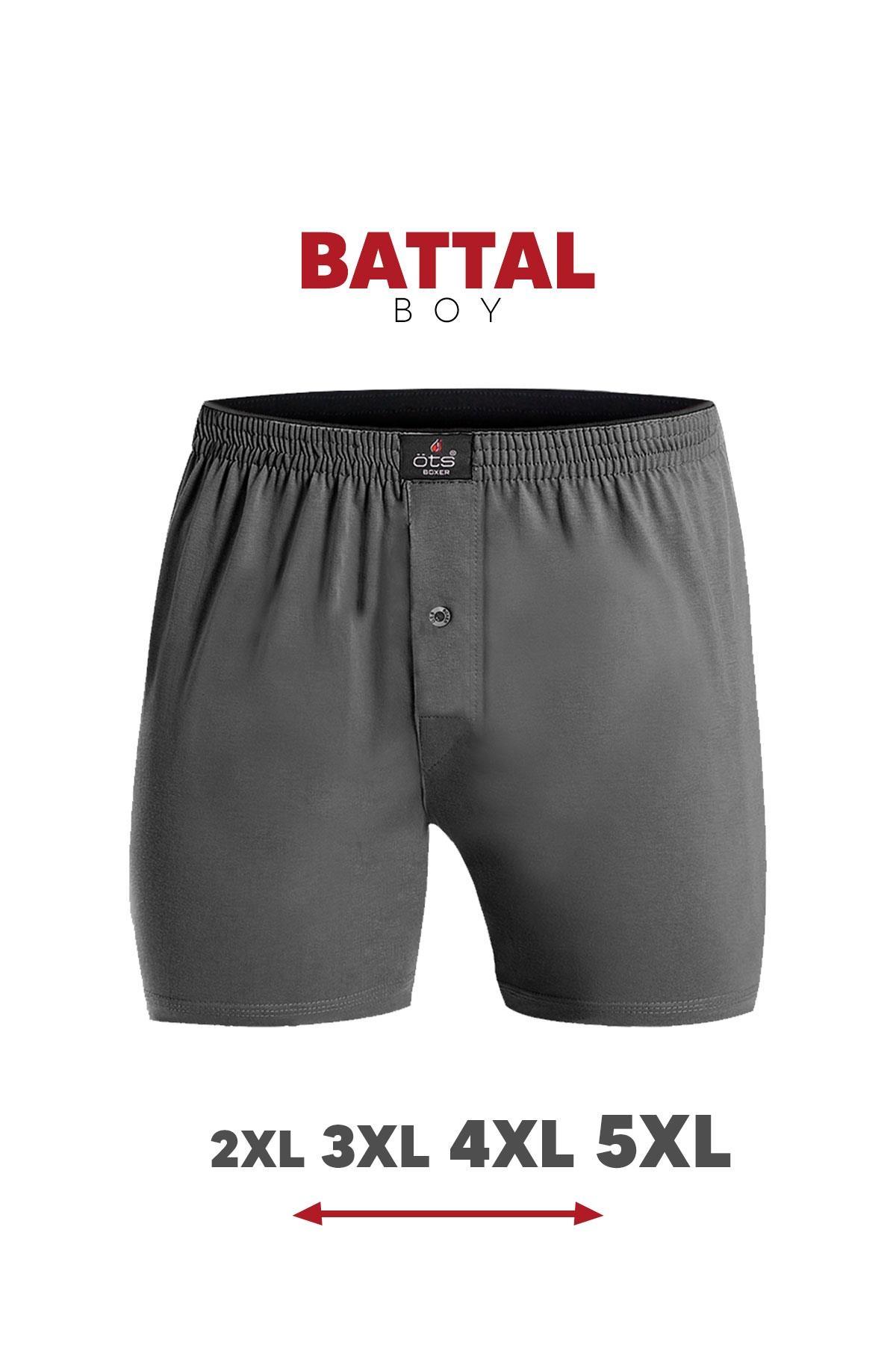 Pamuklu Düğmeli Erkek Boxer ÖTS 2655 - Füme