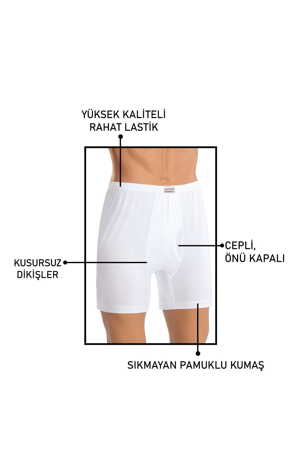 Pamuk Süprem Esnek Bel Erkek Boxer Öts 2620 - Beyaz