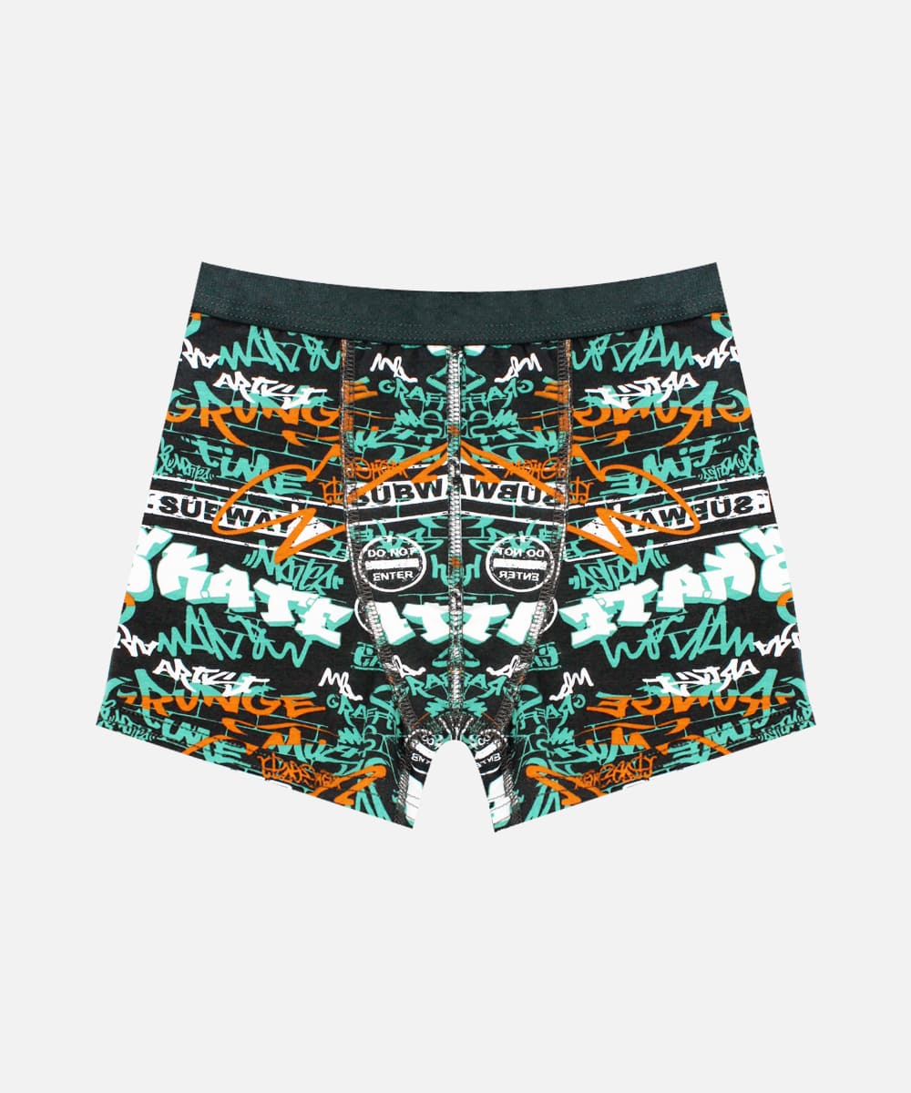 Pamuk Likralı Baskılı Boxer Öts 7265 - Yeşil