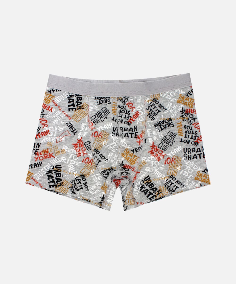 Pamuk Likralı Baskılı Boxer Öts 7265 - Gri