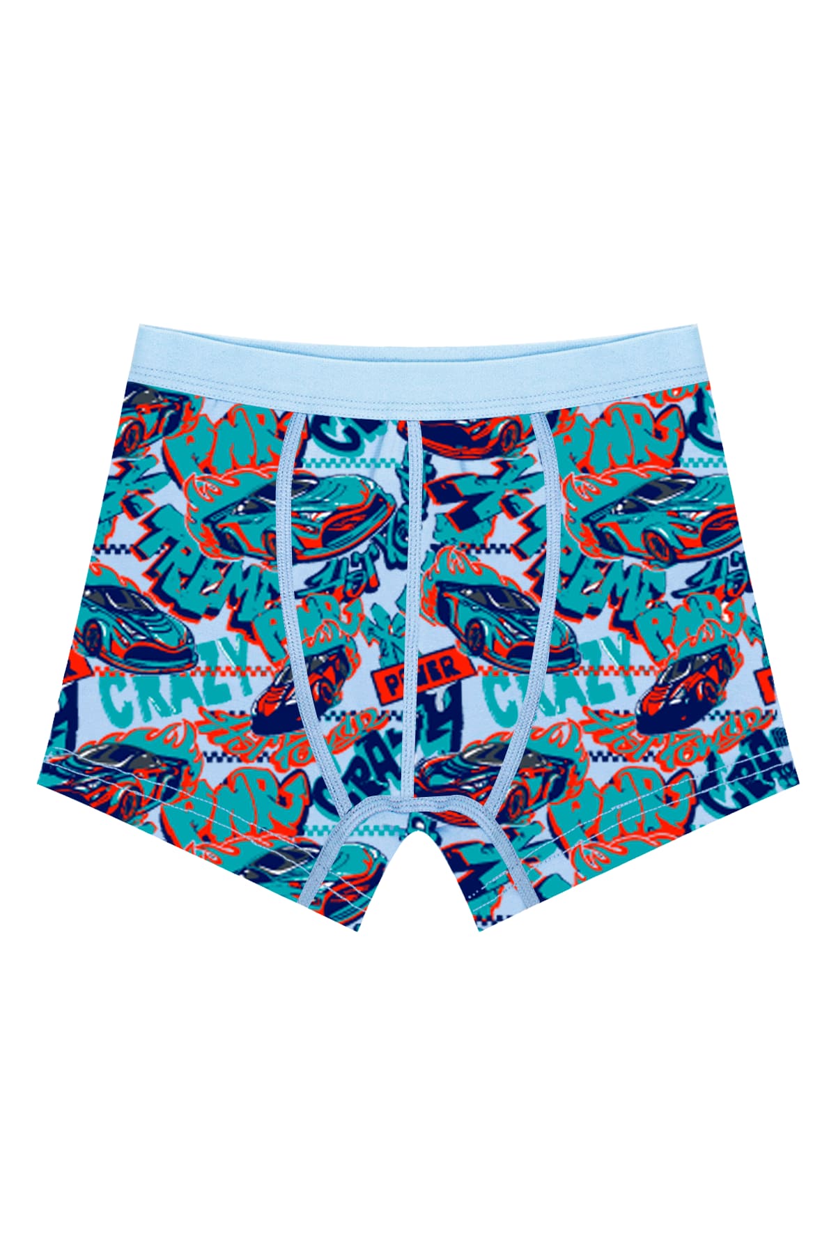 Yüksek Pamuklu Baskılı Erkek Çocuk Boxer Öts 7704 - Mavi