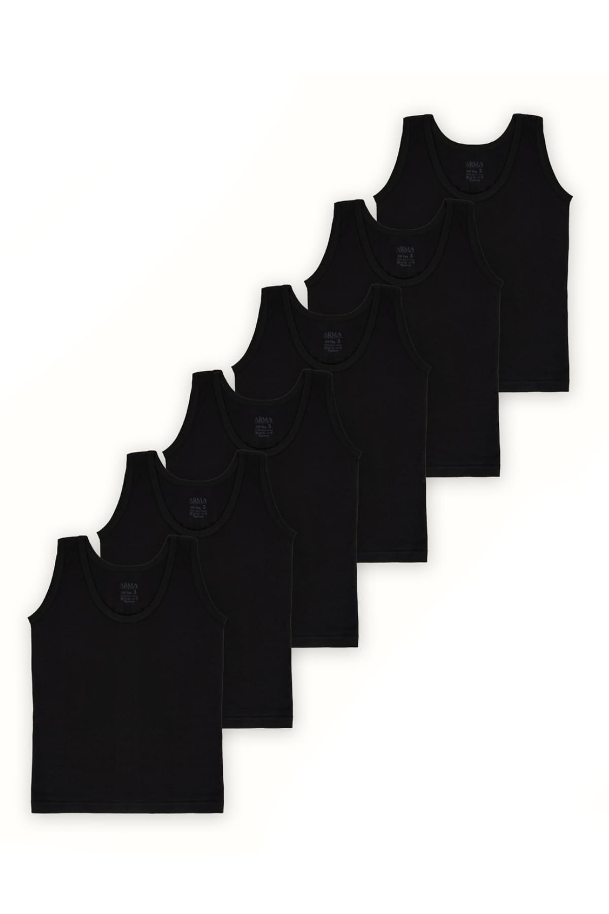 Pamuk Penye Süprem Siyah Atlet 6lı Paket Arma Yıldız 5502 - Siyah