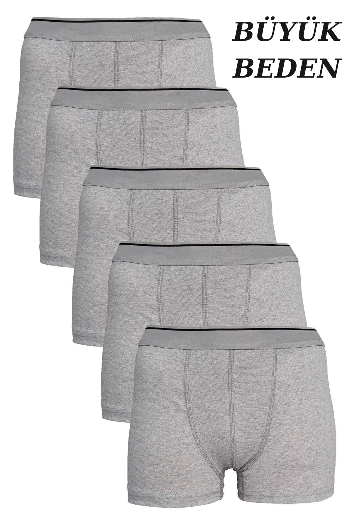 Pamuklu Elastan Gri Boxer Arma Yıldız 1177 - Gri