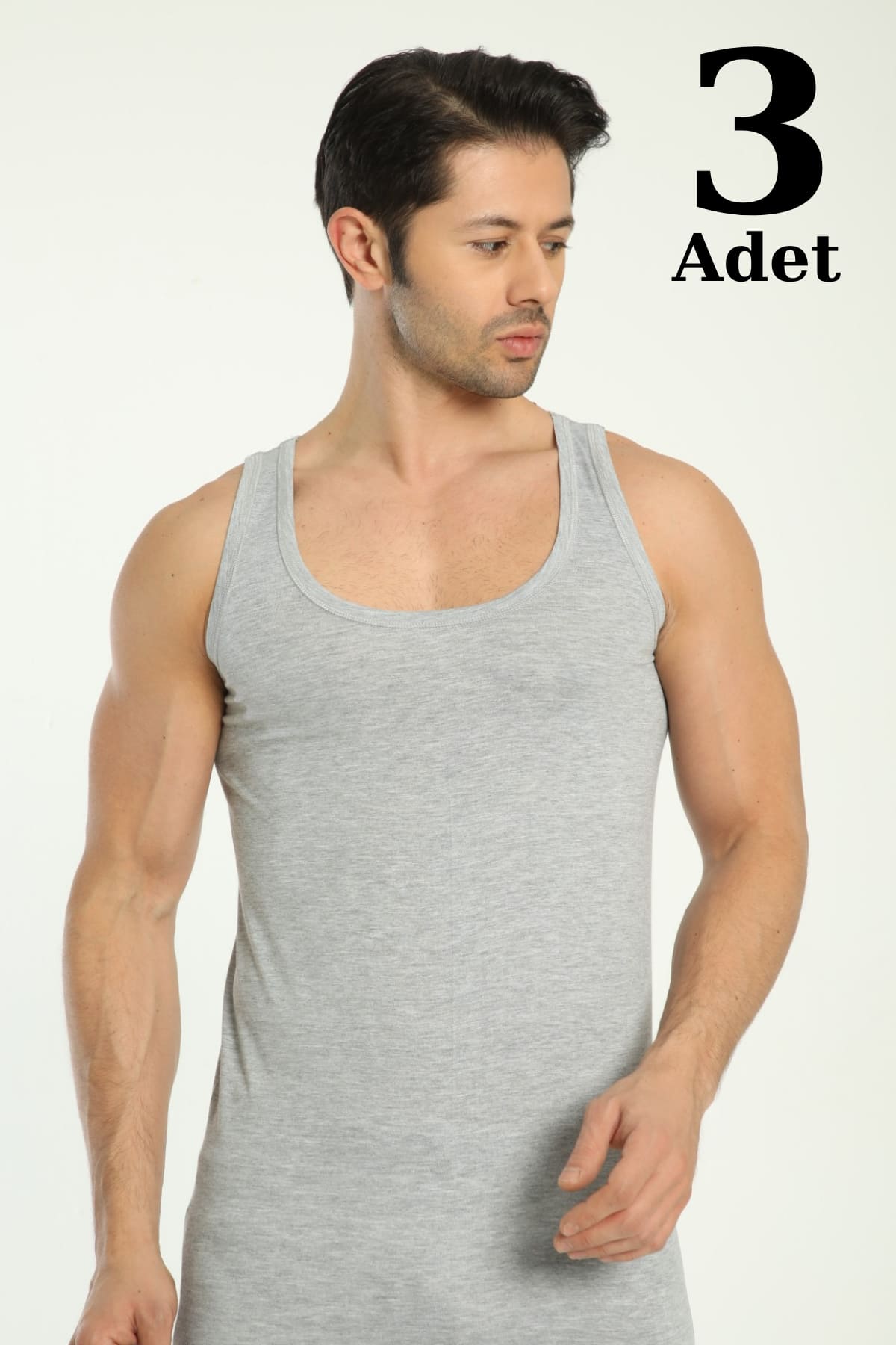 Pamuklu Süprem Gri Erkek Atlet 3'lü Paket Arma Yıldız 1108 - Gri