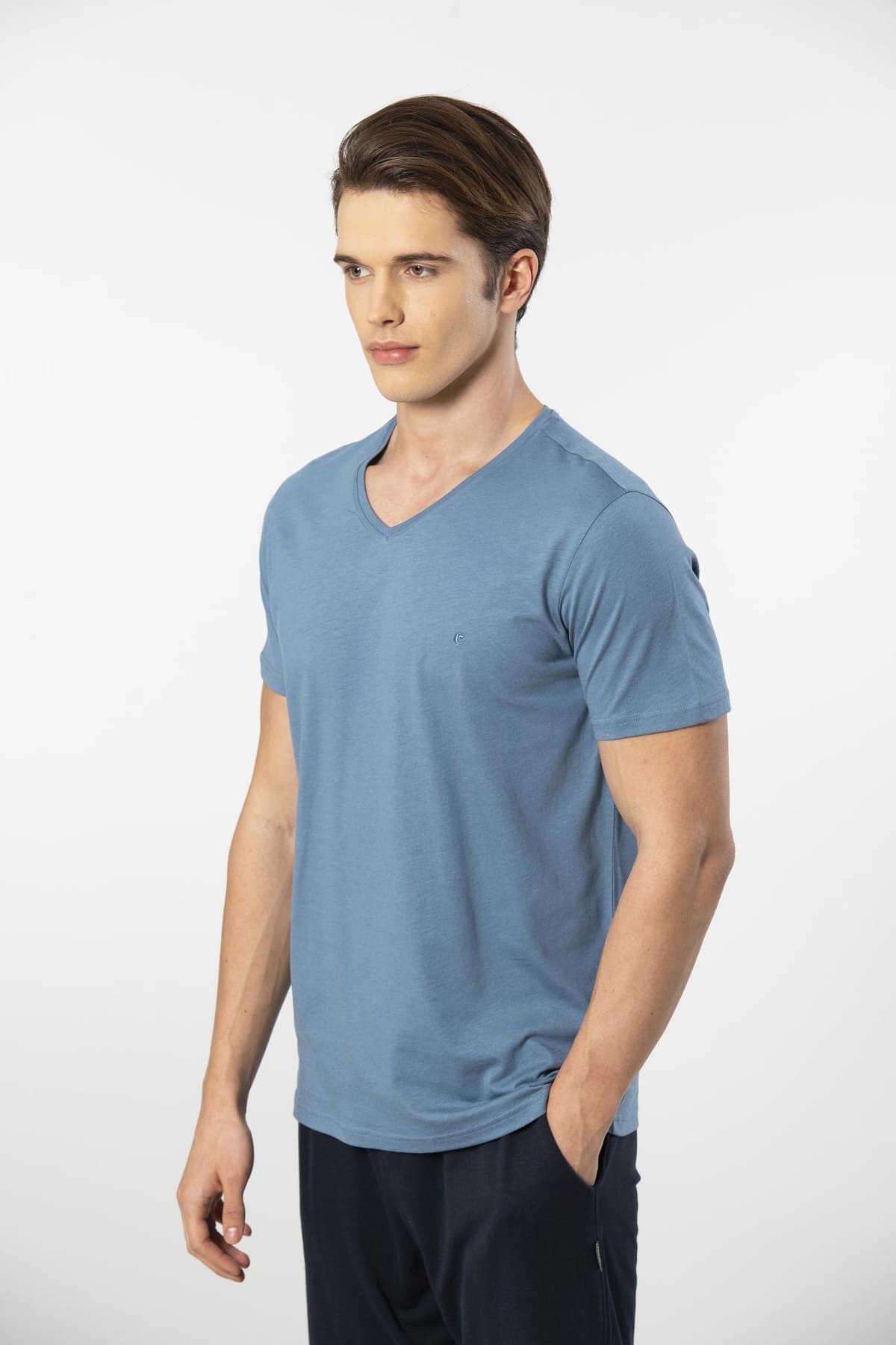 Modal Pamuklu Kısa Kollu Pijama Takımı Cacharel 2193 - İndigo