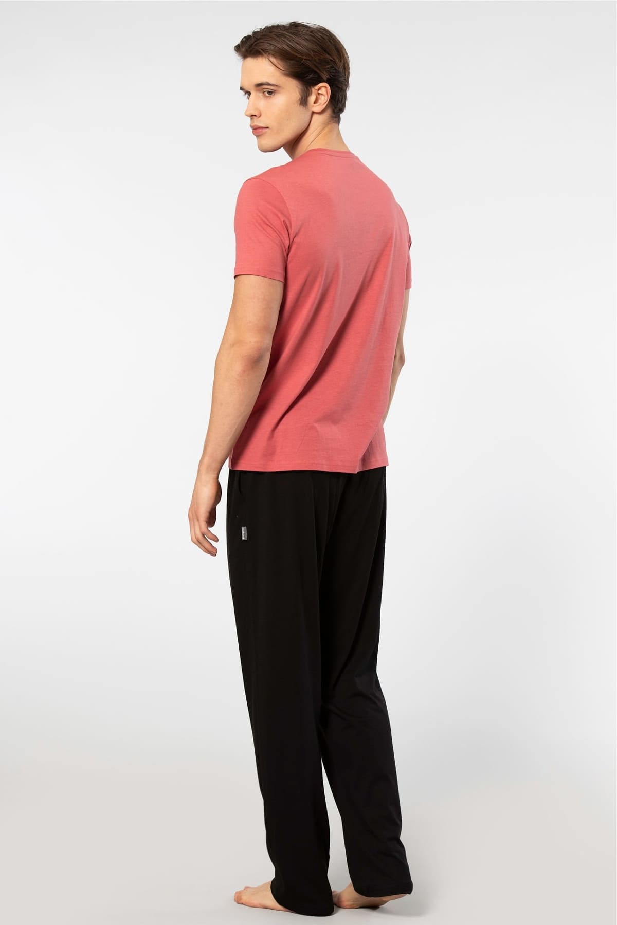 Modal Pamuk Kısa Kollu V Yaka Pijama Takımı Cacharel 2192 - Mercan