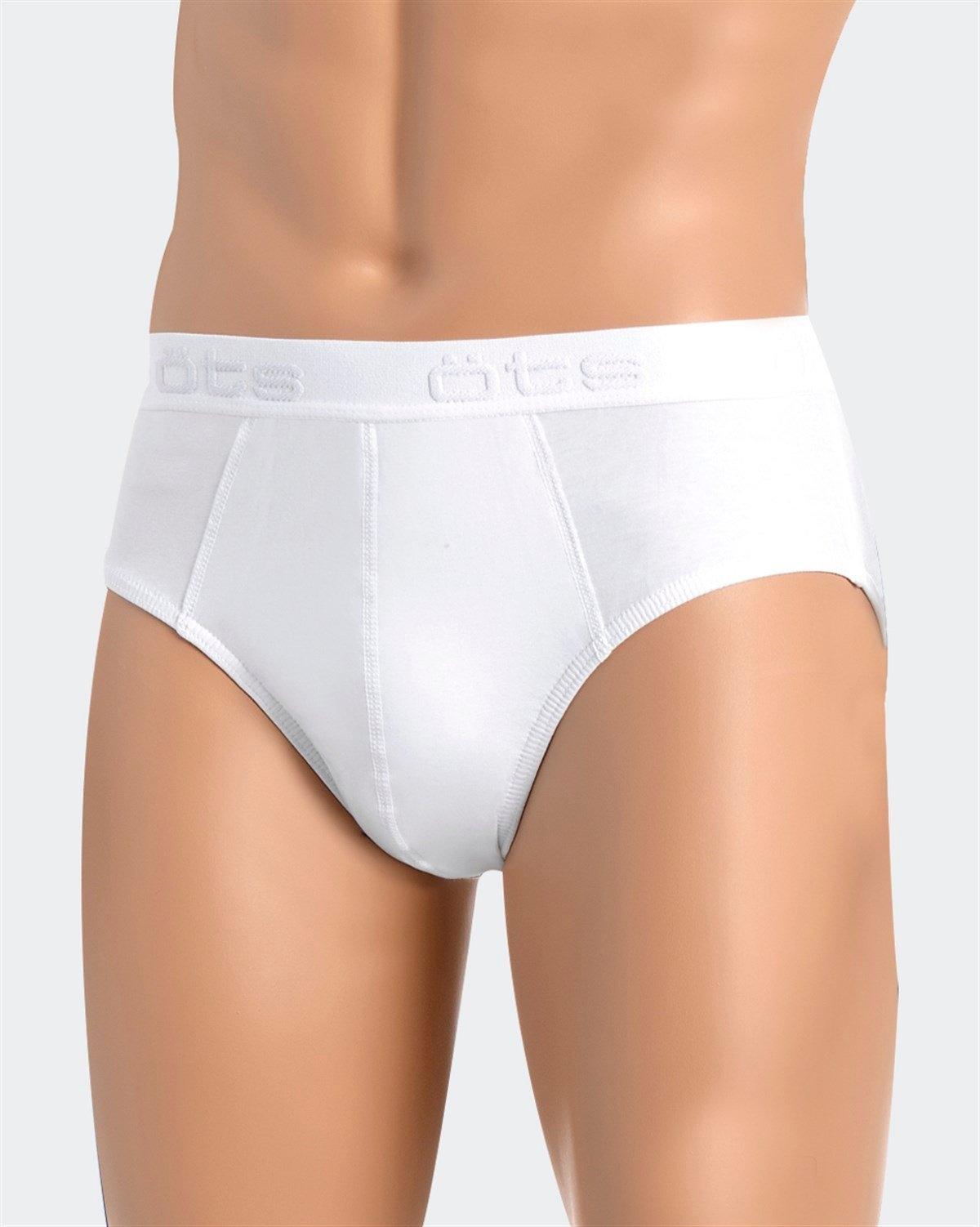 Pamuklu Likralı Dıştan Lastikli Erkek Slip ÖTS 2209 - Beyaz