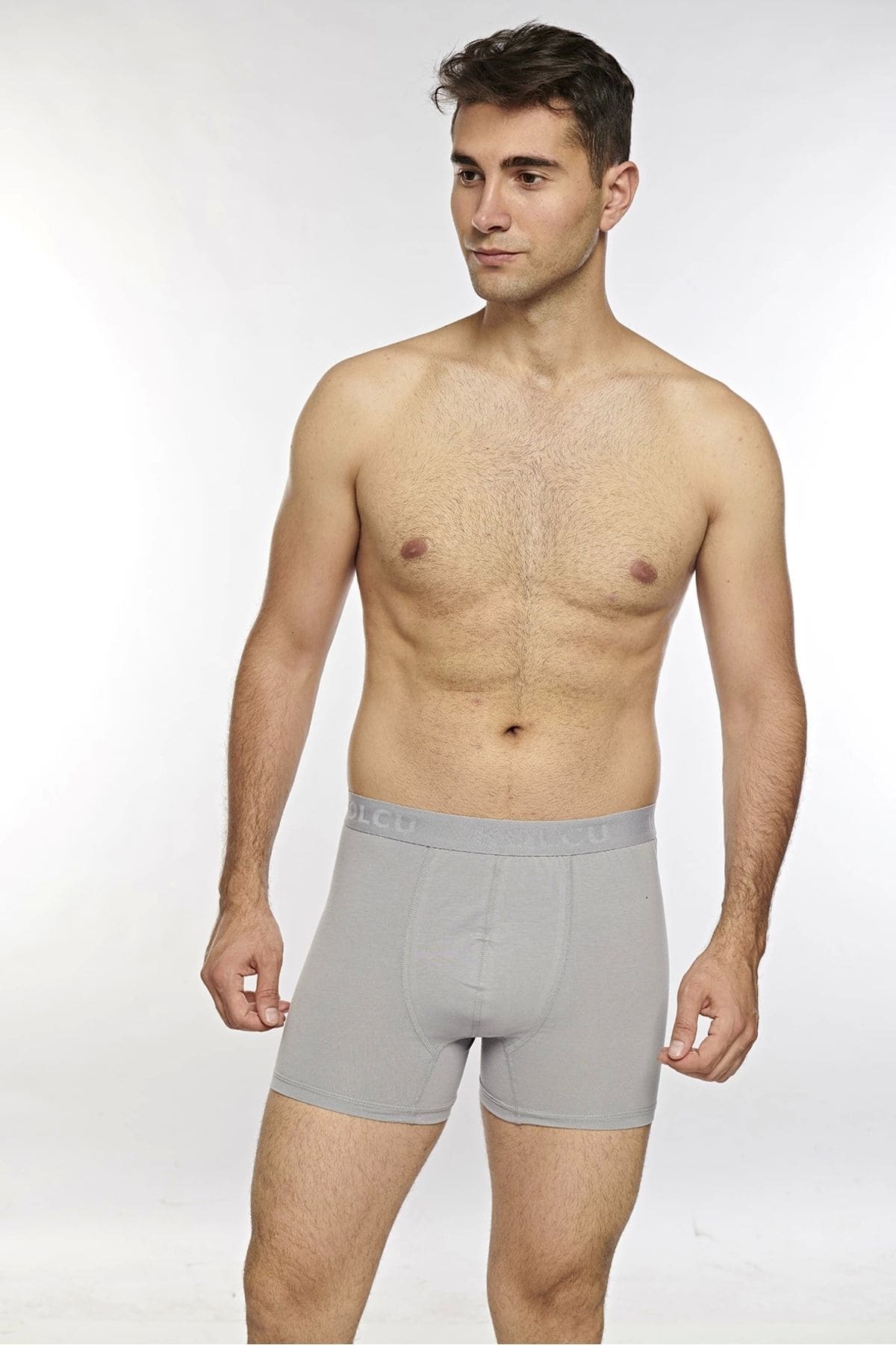 Pamuklu Esnek Yüksek Bel Boxer Kolcu 1340 - Gri