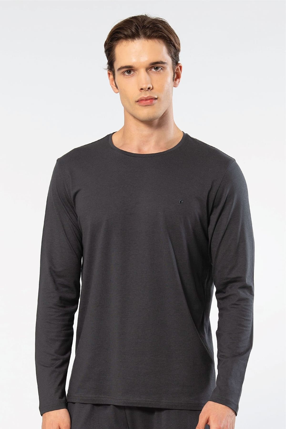 Pamuklu Modal Bisiklet Yaka Erkek T-shirt Cacharel 2242 - Antrasit