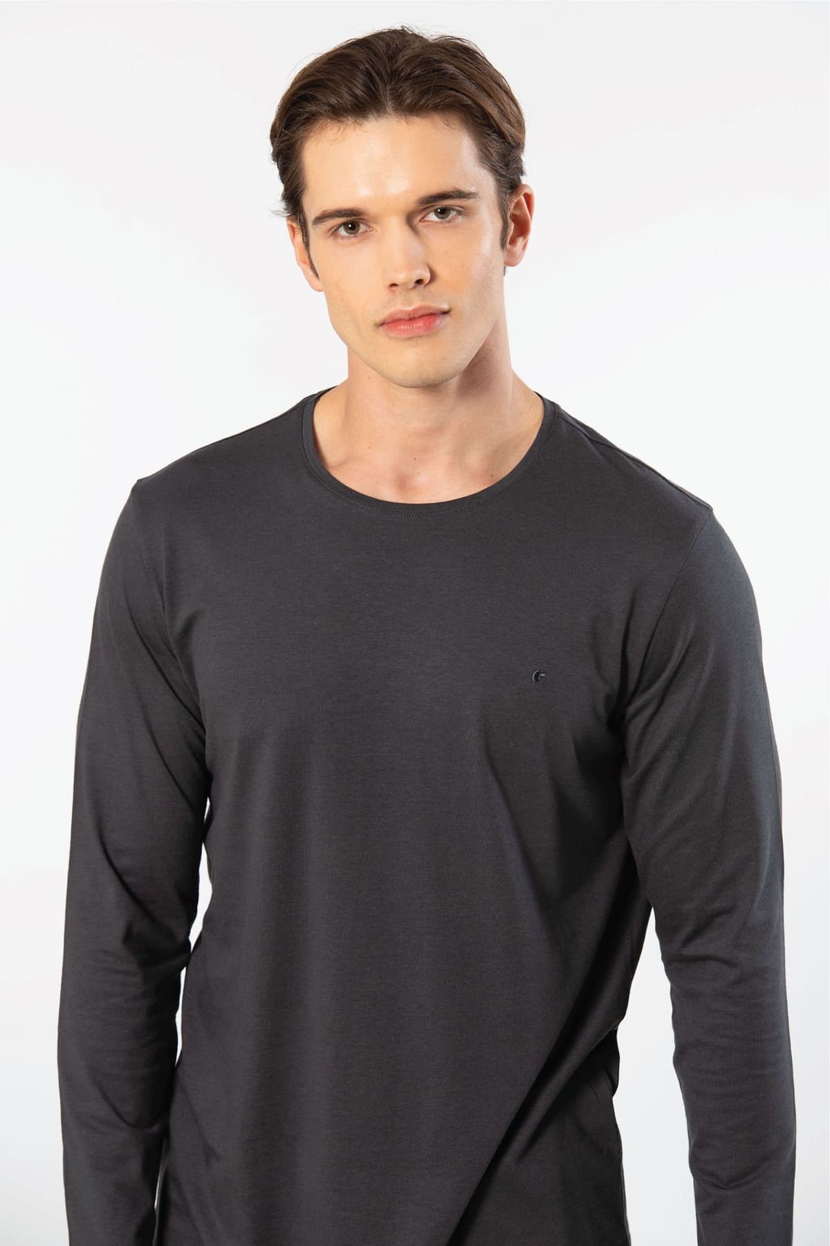 Pamuklu Modal Bisiklet Yaka Erkek T-shirt Cacharel 2242 - Antrasit