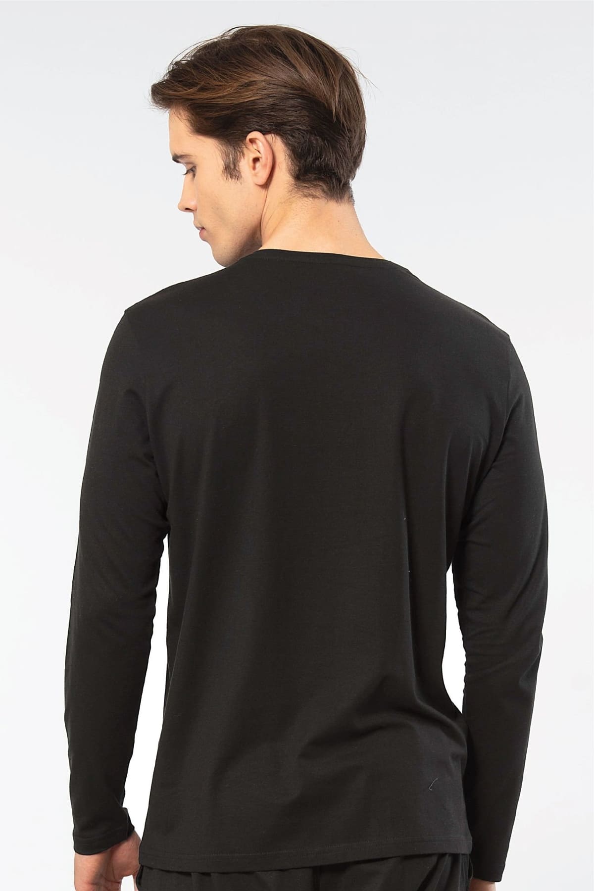 Modal Pamuk Bisiklet Yaka Erkek T-shirt Cacharel 2242 - Siyah