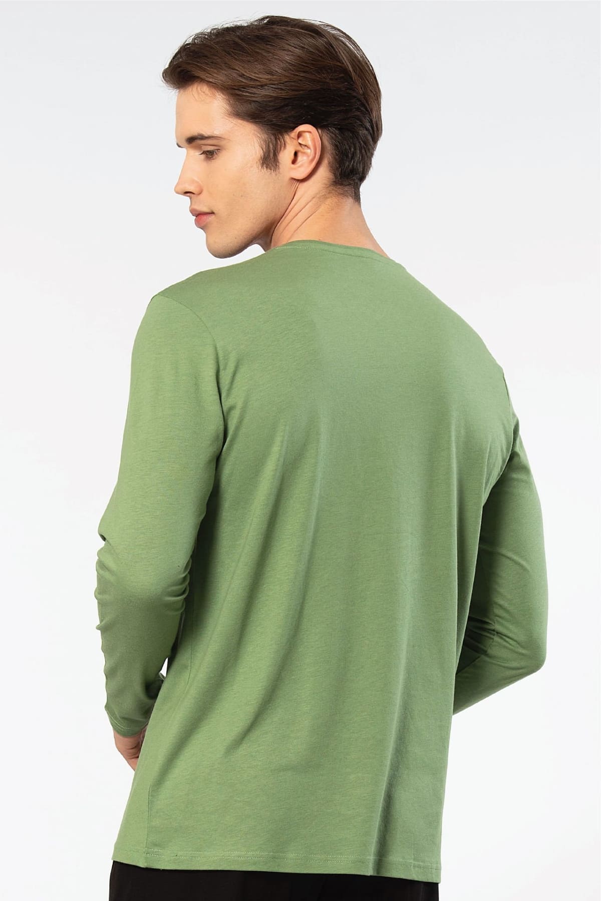 Modal Pamuklu Bisiklet Yaka Erkek T-shirt Cacharel 2242 - Yeşil