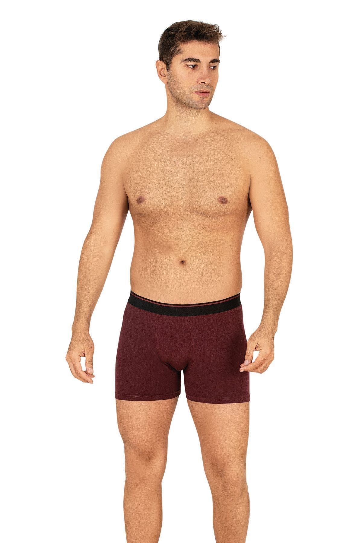 Esnek Bel Lastiği Modal Pamuklu Boxer Şort Özkan 11256 - Bordo