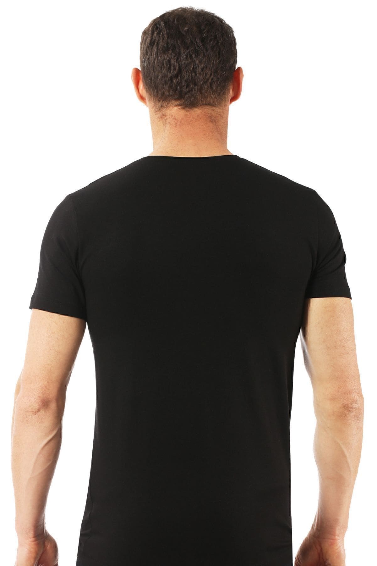 Pamuklu Yarım Kol Fanila T-Shirt Özkan 0265 - Siyah