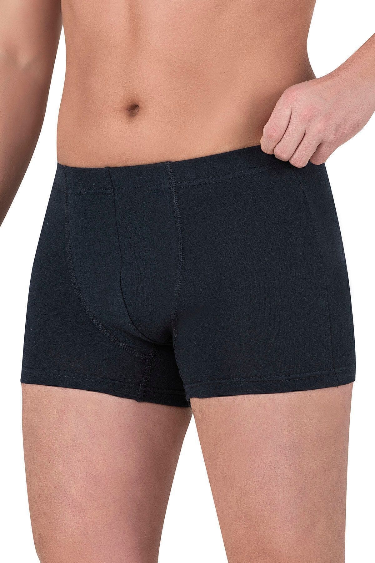 Pamuklu Likralı Esnek Rahat Boxer Şort Özkan 12024 - Lacivert