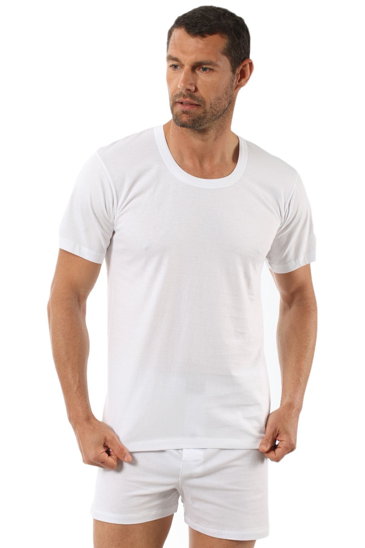 Pamuklu Yarım Kol Atlet Erkek Özkan 0059 - Beyaz