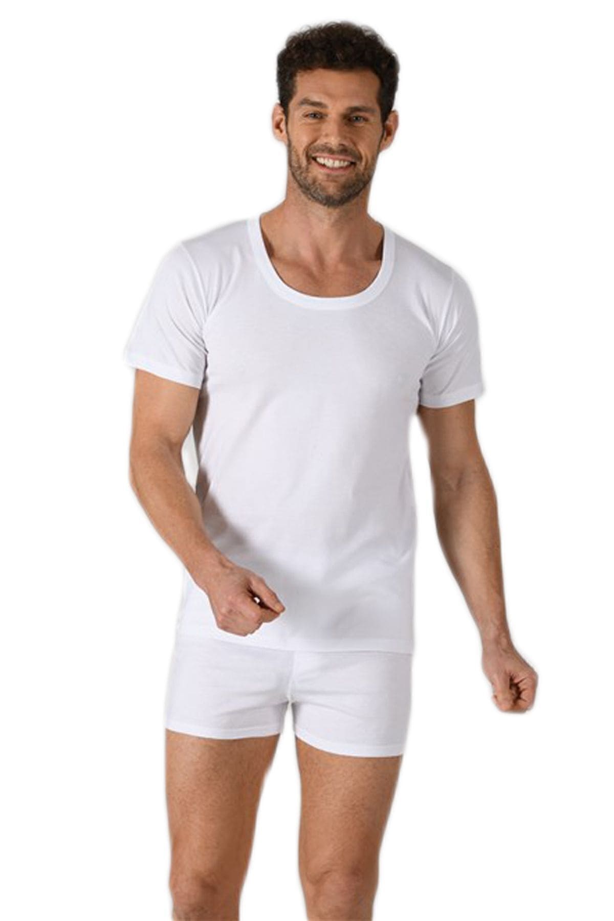 Pamuklu Yarım Kol Atlet Erkek Özkan 0059 - Beyaz