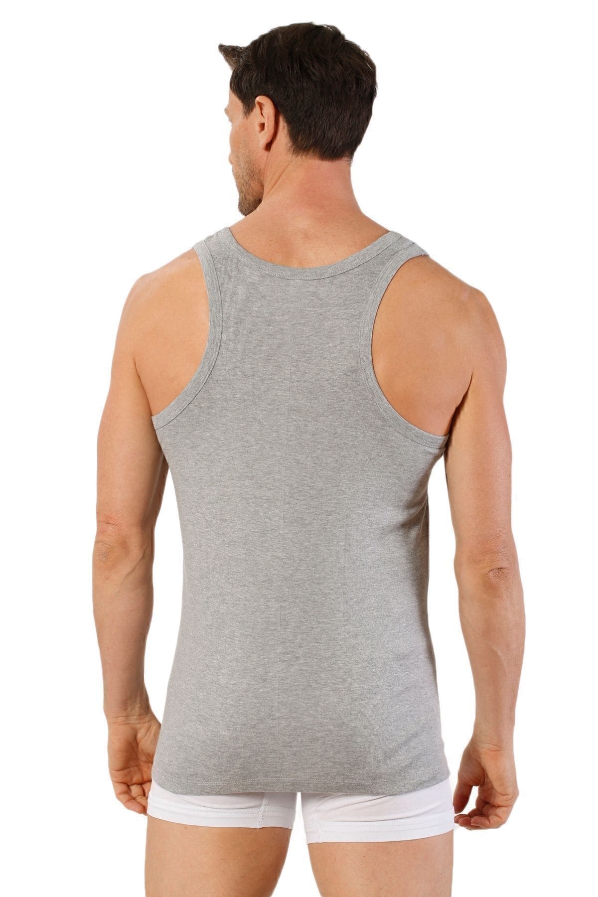 Pamuklu Ribana Sırtı Çapraz Atlet Özkan 0058 - Gri