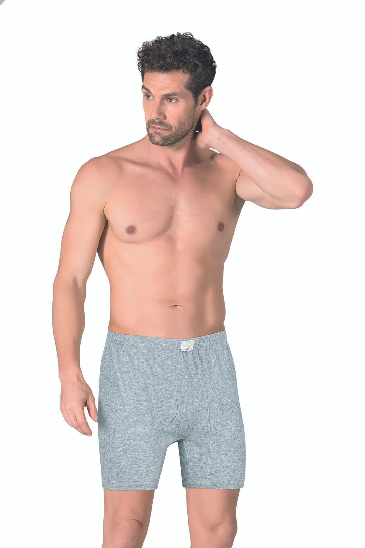 Esnek Bel Lastiği Pamuklu Boxer Külot Özkan 0043 - Gri