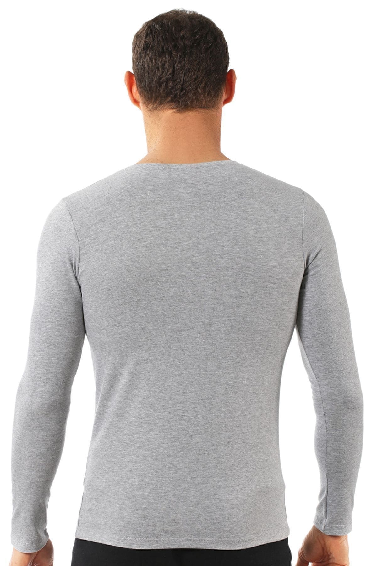 Pamuklu Likralı Uzun Kol T-Shirt Fanila Özkan 0266 - Gri