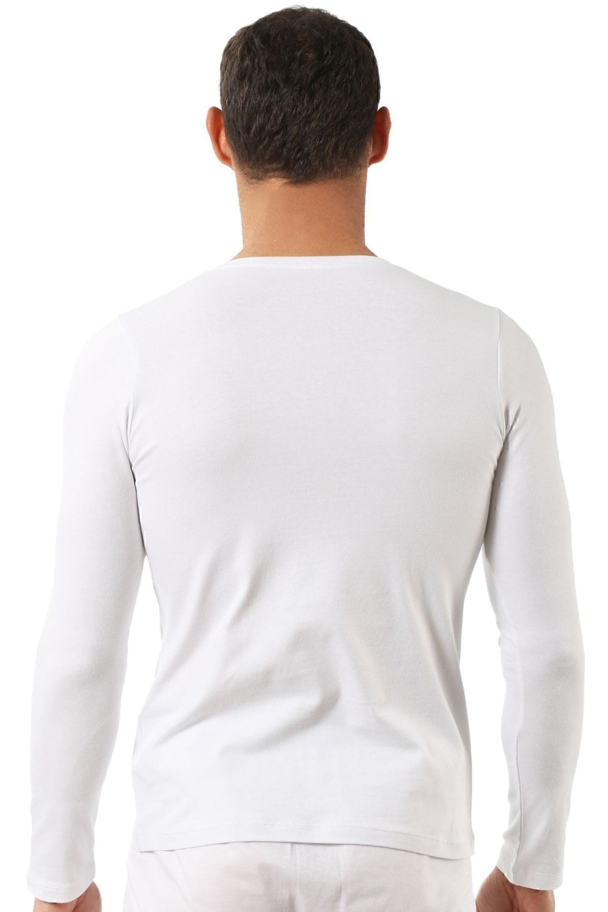 Pamuklu Likralı Uzun Kol T-Shirt Fanila Özkan 0266 - Beyaz