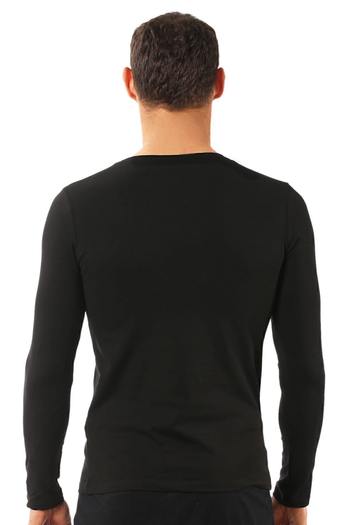 Pamuklu Likralı Uzun Kol T-Shirt Fanila Özkan 0266 - Siyah