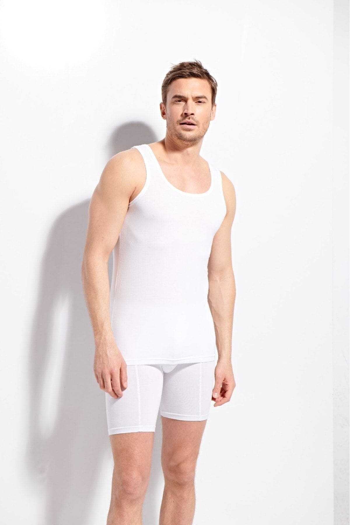 Pamuklu Premium Kalite Erkek Atlet Kolcu 1100 - Beyaz