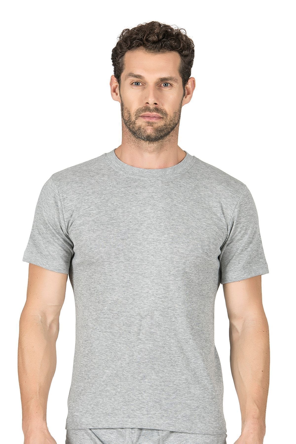 Ribana Esnek Kapalı Yaka Yarım Kol Atlet Özkan 0116 - Gri