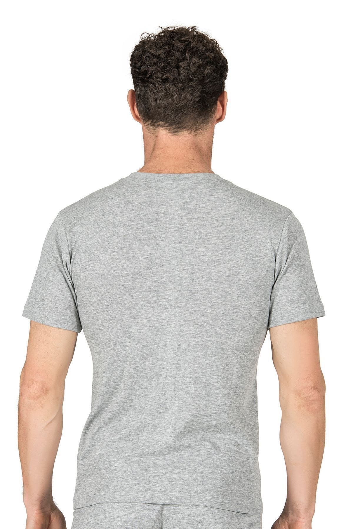 Ribana Esnek Kapalı Yaka Yarım Kol Atlet Özkan 0116 - Gri