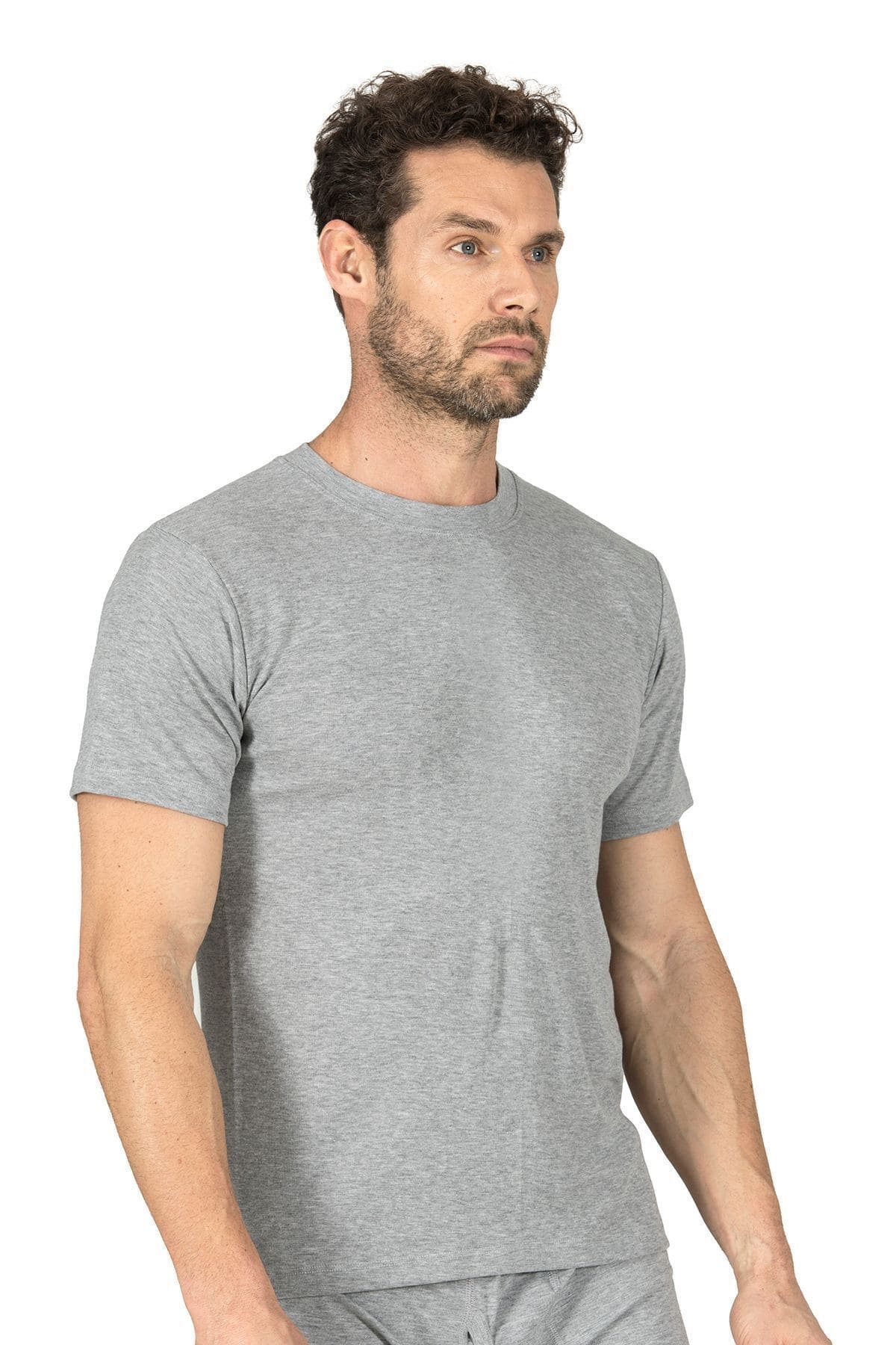 Ribana Esnek Kapalı Yaka Yarım Kol Atlet Özkan 0116 - Gri