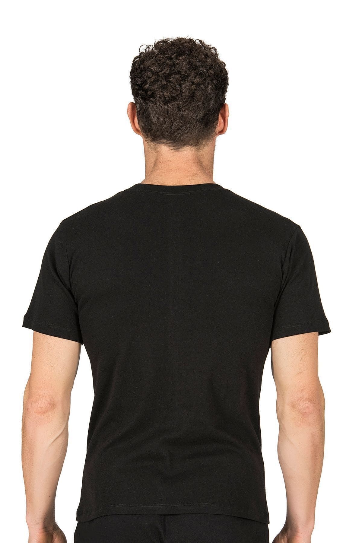 Ribana Esnek Kapalı Yaka Yarım Kol Atlet Özkan 0116 - Siyah