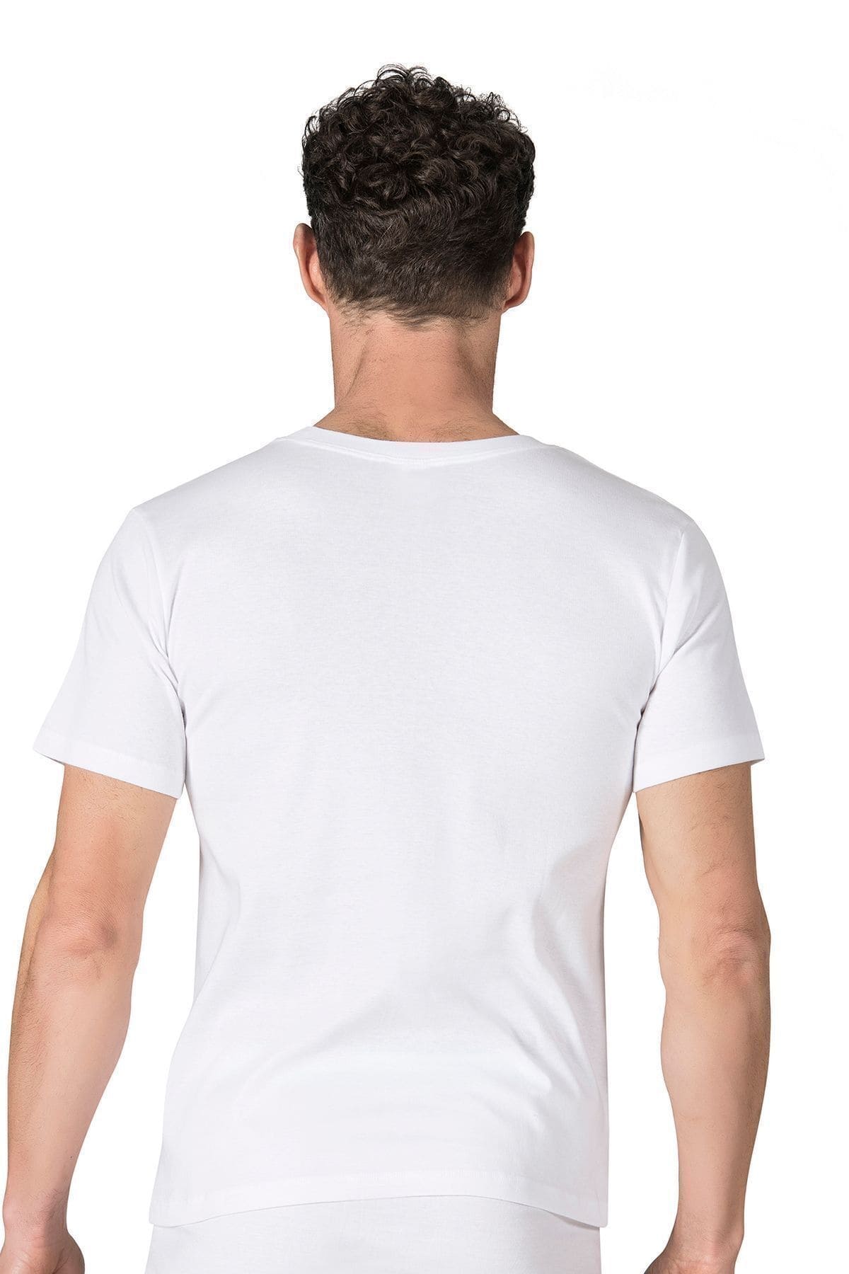 Ribana Esnek Kapalı Yaka Yarım Kol Atlet Özkan 0116 - Beyaz