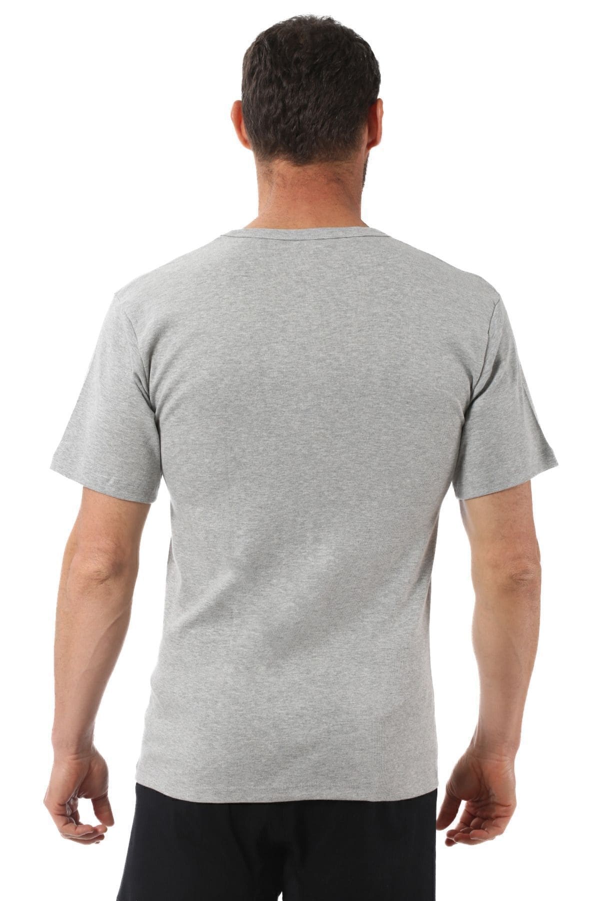 Ribana Pamuklu Geniş Yaka Kısa Kollu Fanila Özkan 0115 - Gri