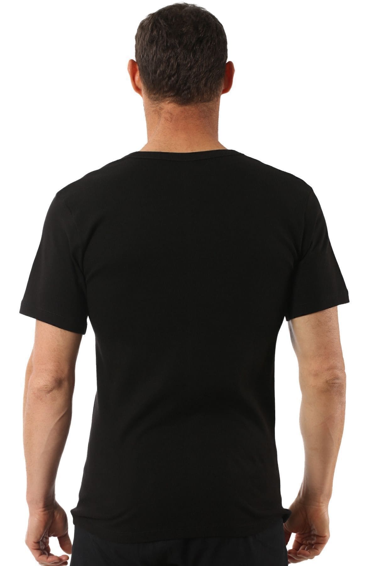 Ribana Pamuklu Geniş Yaka Kısa Kollu Fanila Özkan 0115 - Siyah