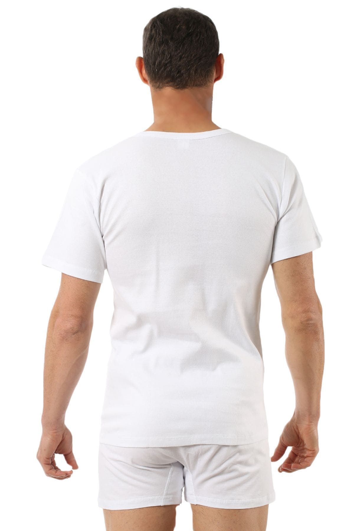 Ribana Pamuklu Geniş Yaka Kısa Kollu Fanila Özkan 0115 - Beyaz