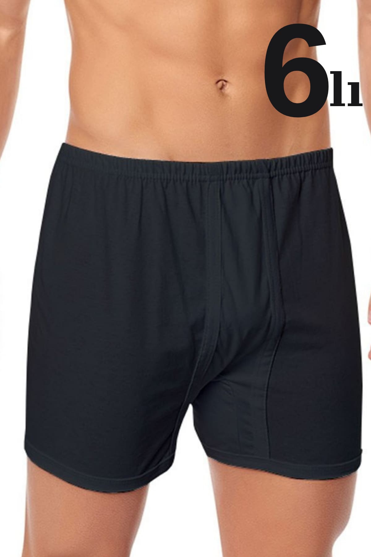 Pamuk Süprem Esnek Bel Boxer 6'lı Paket Arma Yıldız 1005 - Siyah