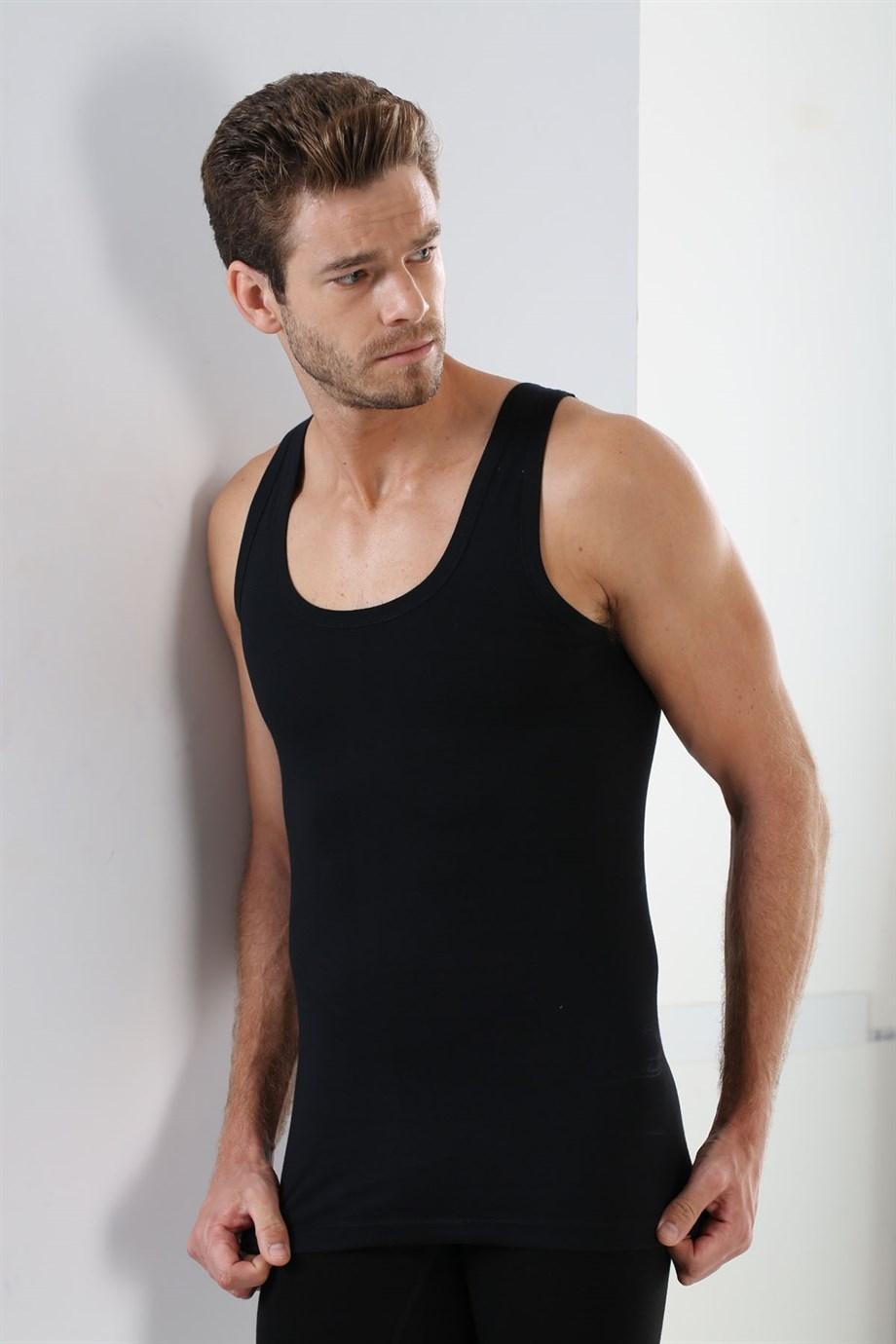 Pamuklu Esnek Kesim Siyah Atlet Arma Yıldız 1107 - Siyah