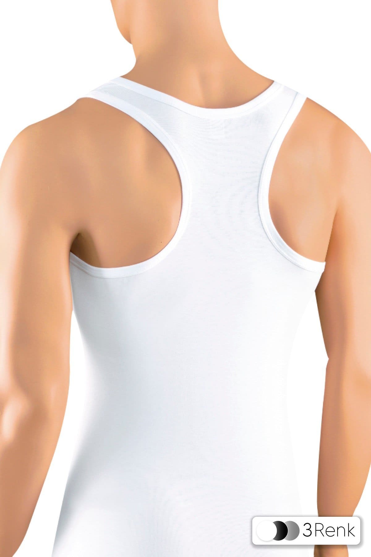 Pamuklu Likralı Erkek Atlet Siyah Beyaz Gri Öts 1250 - Beyaz