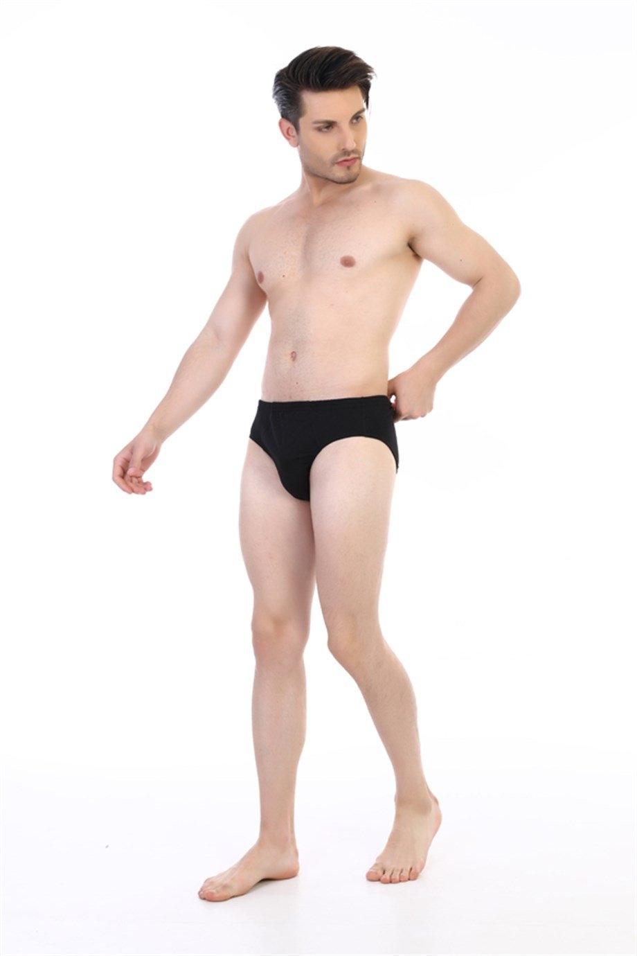 Pamuklu Yüksek Bel Erkek Slip Çift Kaplan 741 - Siyah